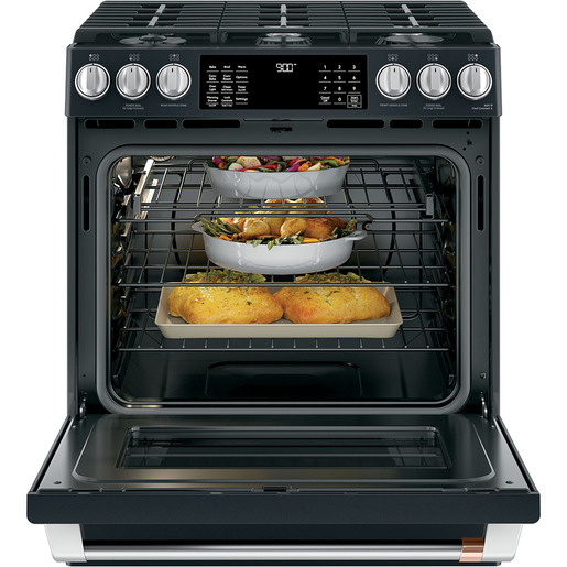 Café™ 30" Slide-In Dual-Fuel Range with No-Preheat Air Fry Matte Black - CC2S900P3MD1