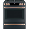 I-RANGE-DUAL-FUEL-MATTE-BLACK-CC2S900P3MD1-CAFE-FRONT-HARDWARE-BRUSHED-COPPER.jpg_96Wx96H CAFÉ Cuisinière encastrée biénergie de 30 po avec friture a air sans préchauffage, noir mat - CC2S900P3MD1