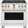 mabeV2_RANGE-36-INCHES-MATTE-WHITE-CGY366P4TW2-CAFE-FRONT_v2.jpg_96Wx96H CAFÉ 36" Smart All-Gas Range with No-Preheat Air Fry Matte White - CGY366P4TW2