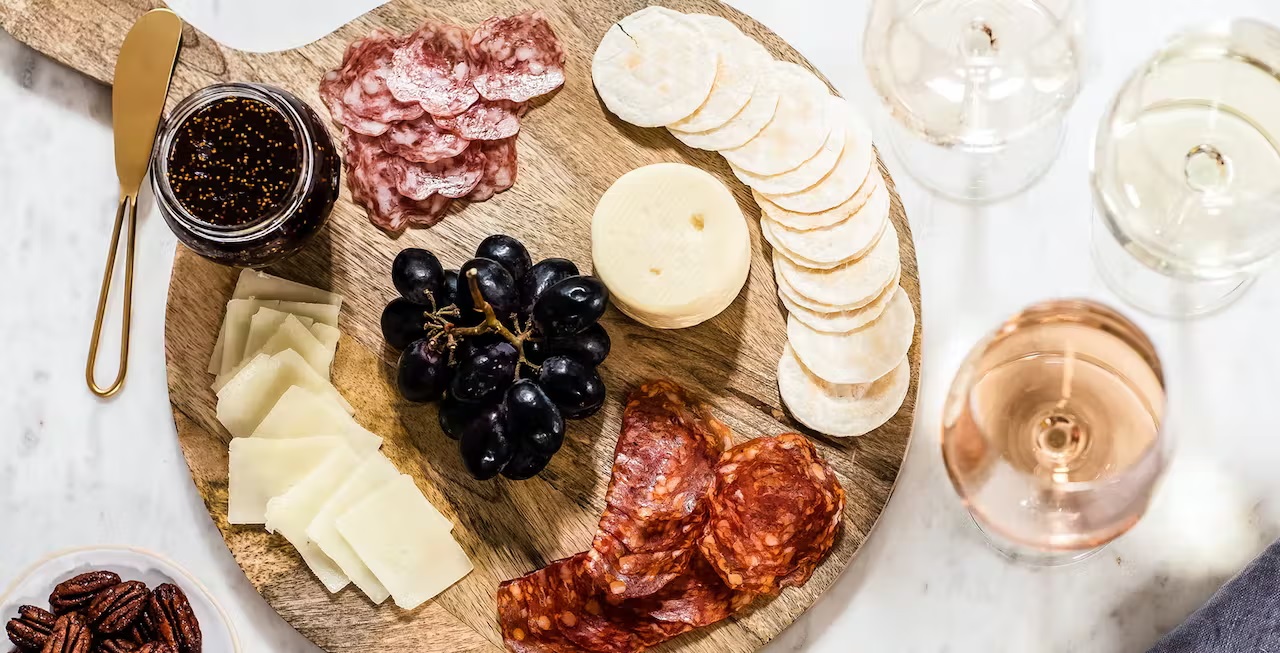 Cheese board with summer wines