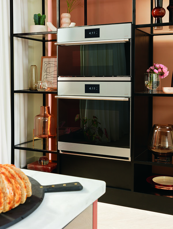 detail of modern glass refrigerator