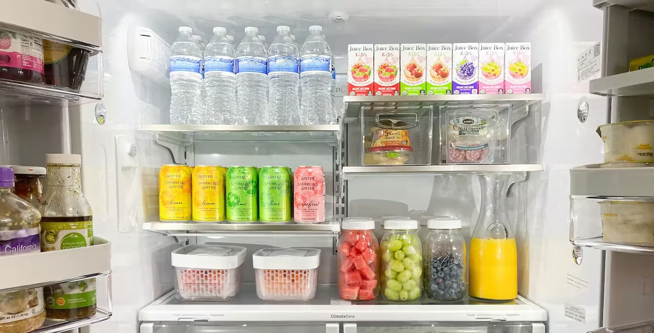 Interior of organized refrigerator