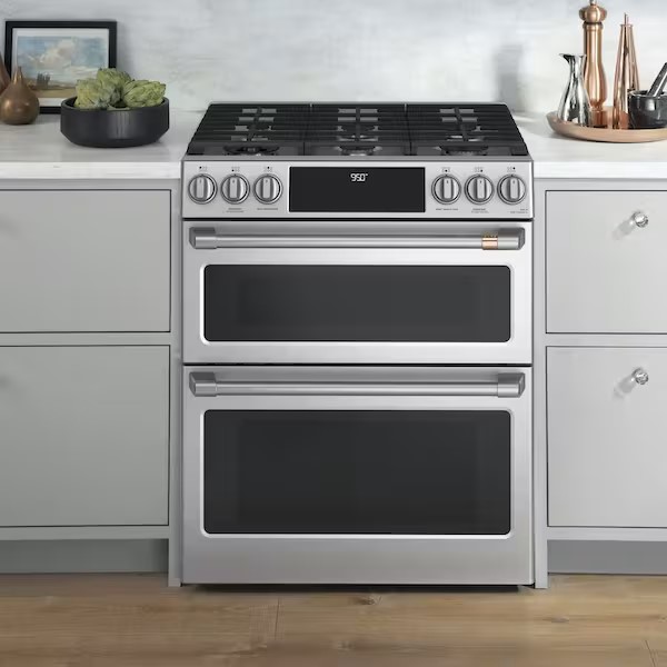 dual fuel slide in double oven range