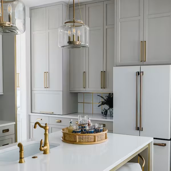 Kitchen designed by Gretchen black with white matte refrigerator